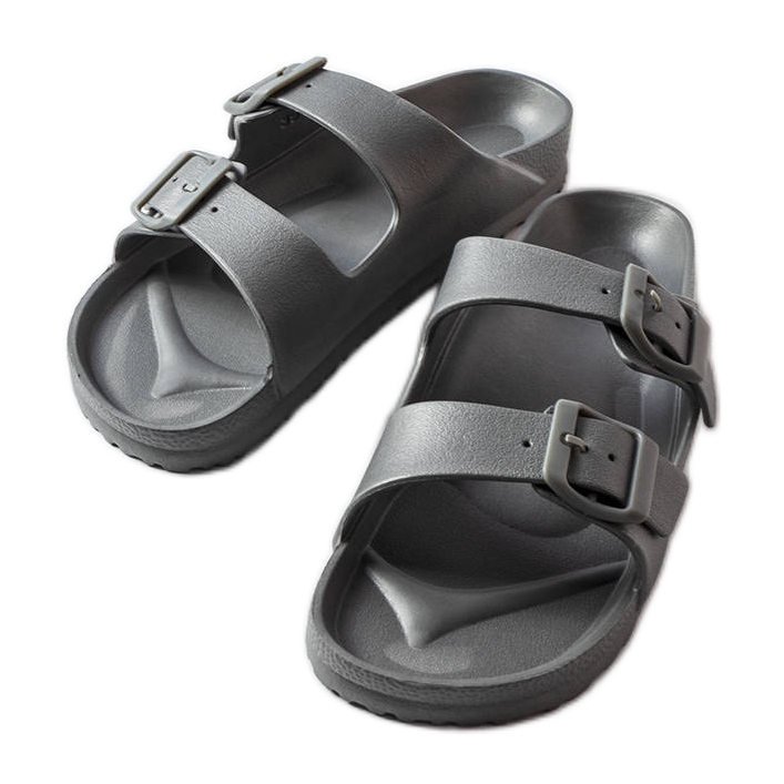 Claquettes en caoutchouc gris avec boucles Eugene