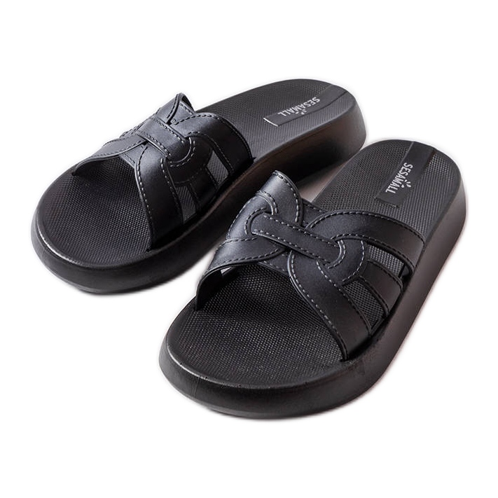 Claquettes en caoutchouc noir Coudert le noir