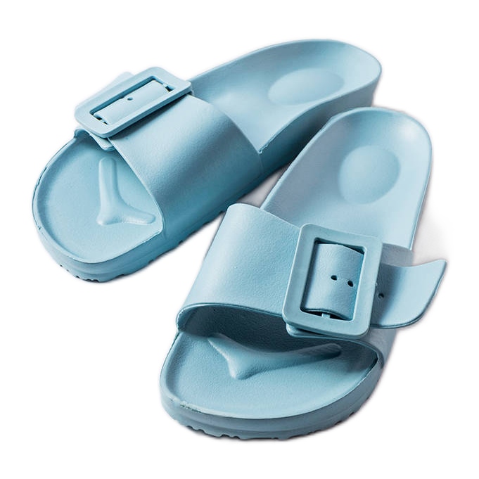 Claquettes en caoutchouc bleu avec boucle Nelm