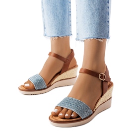 Sandales compensées bleues Miami