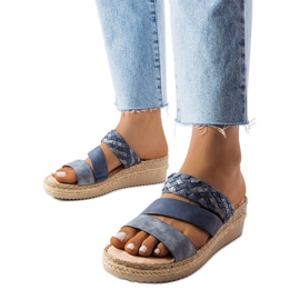 Sandales compensées bleues de Boston