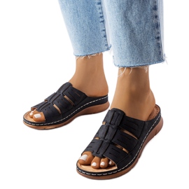 Sliders compensés noirs en jersey