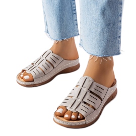 Claquettes compensées en jersey gris