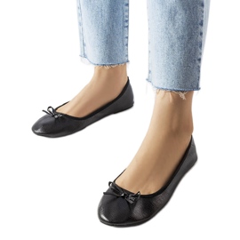 Ballerines noires ornées d'un noeud Vaillancour le noir