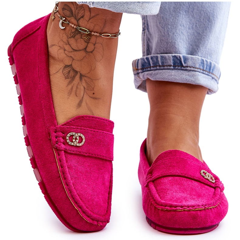 Mocassins à enfiler en suède fuchsia Castelo rose