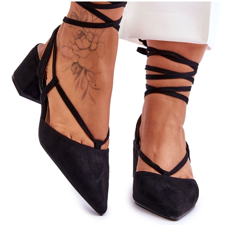 PG1 Escarpins noirs Carlotte à talons bas et nœuds le noir