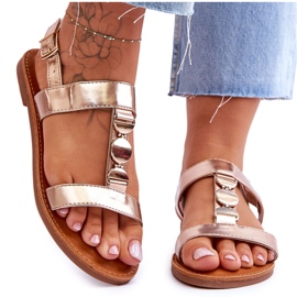 Sandales Plates Femme Avec Ceinture Décorative Golden Berry d'or Sandales Plates Femme Avec Ceinture Décorative Golden Berry d'or