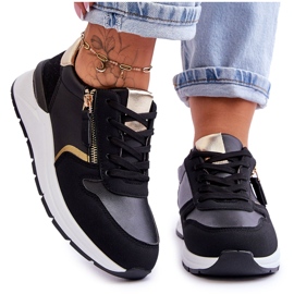 PG1 Chaussures De Sport Pour Femmes Avec Fermeture Éclair Noir Larisa