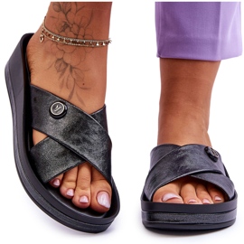 Vinceza Chaussons à plateforme pour femmes avec décoration Noir Brooklyn