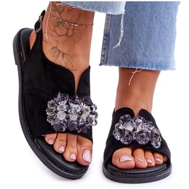 Vinceza Sandales Mersea noires en daim lapidé femme le noir