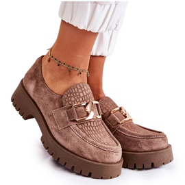 Lemar Chaussures brunes légères en daim pour femmes avec un ornement Lemar Chaussures brunes légères en daim pour femmes avec un ornement