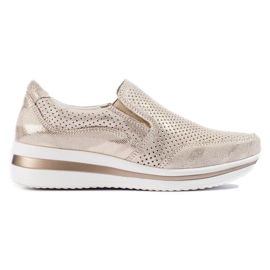 Baskets compensées en cuir doré Shelovet d'or