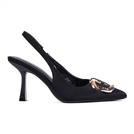 Escarpins à talon ouvert en daim noir Shelovet