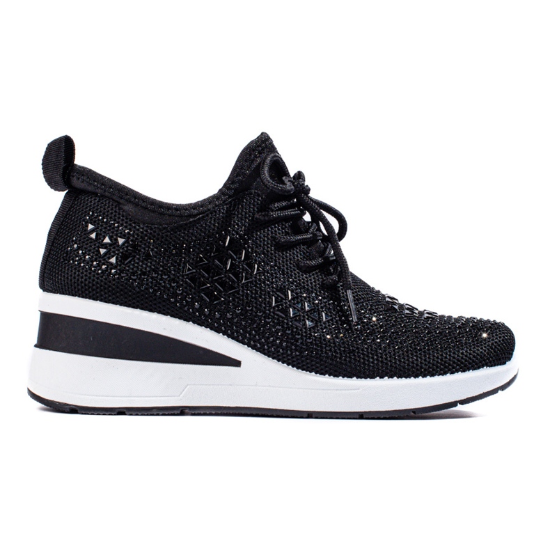 Baskets compensées en textile noir Shelovet