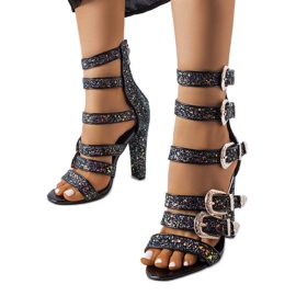 Sandales hautes à paillettes noires de Walnut