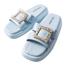 Claquettes strass bleu Fusbert
