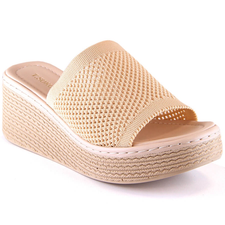 Chaussons compensés femme beige T.Sokolski MU100