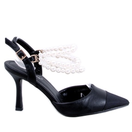 Escarpins à talon ouvert avec perles Harmony Black le noir