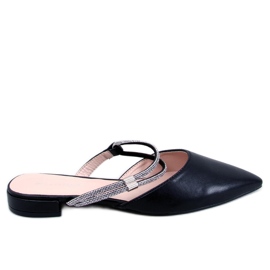 BM Durie Ballerines noires à talon ouvert le noir