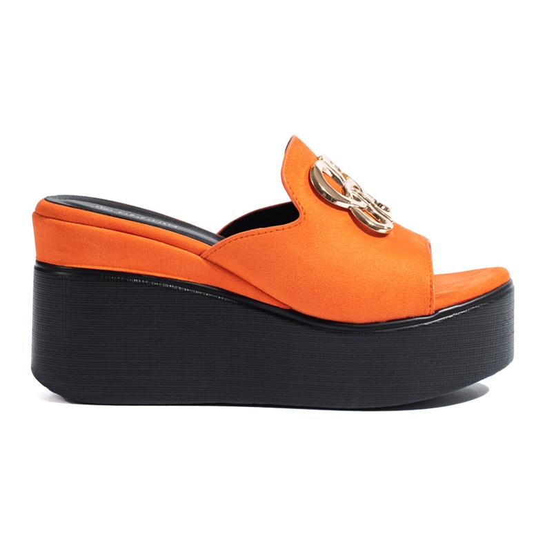 Chaussons compensés en daim orange Shelovet Chaussons compensés en daim orange Shelovet