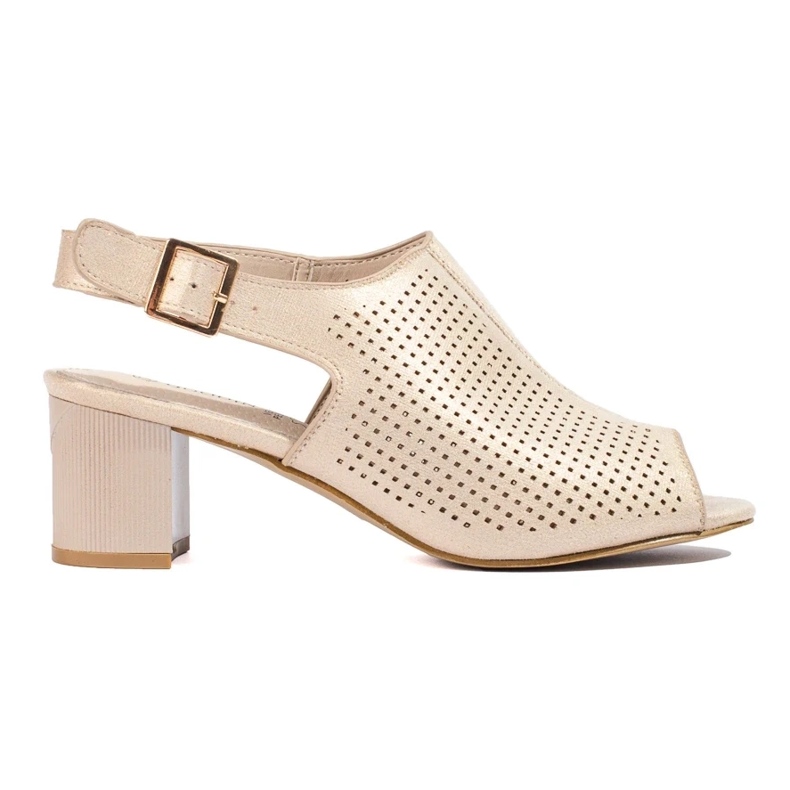 Sandales à talons en daim ajouré pour femmes Shelovet or d'or