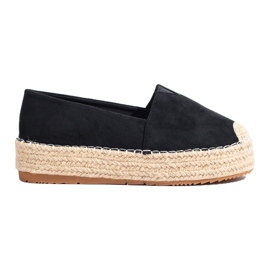 Espadrilles à plateforme en daim pour femmes Shelovet noir