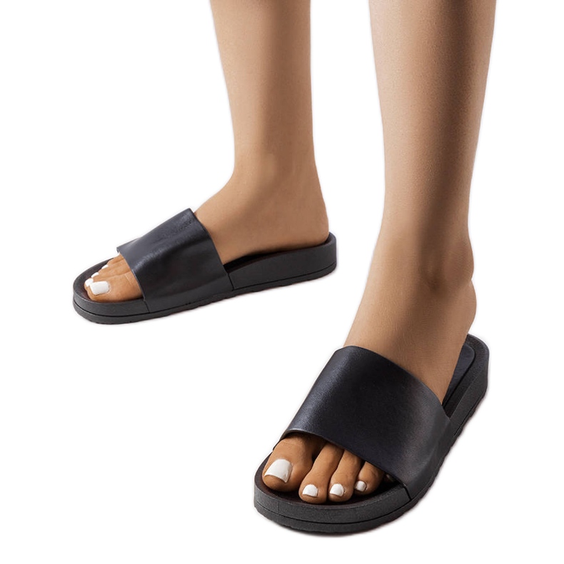 Claquettes en caoutchouc noir Sabourin le noir