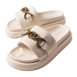 Claquettes à plateforme beige Frédérique