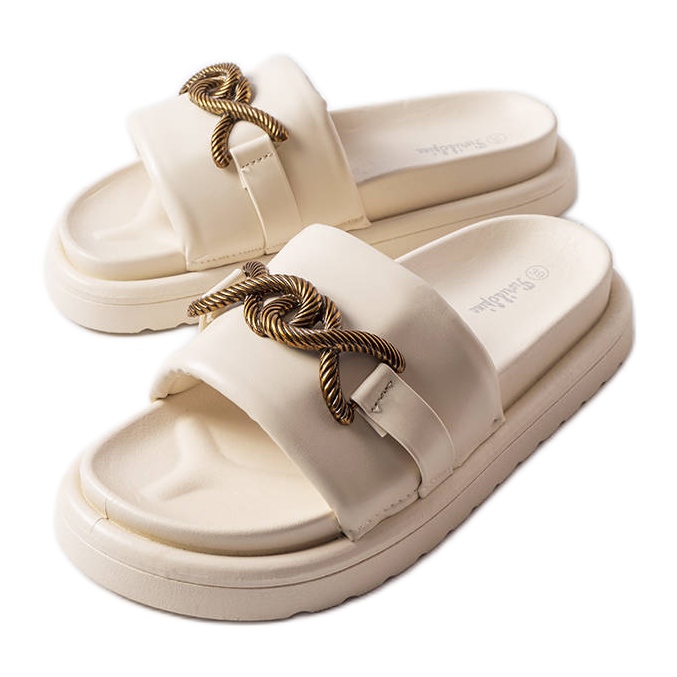 Claquettes à plateforme beige Frédérique