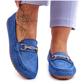 Mocassins Classiques En Daim Avec Embellissement Bleu Amera