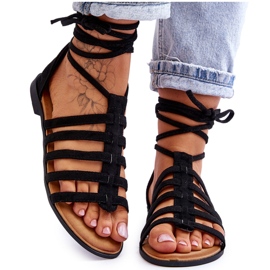 FC3 Sandales Romaines en Daim pour Femme Noir Semper