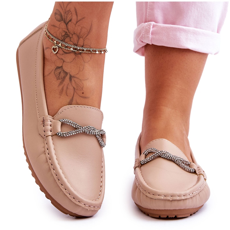 Mocassins à enfiler pour femmes avec décoration scintillante Beige This Moment