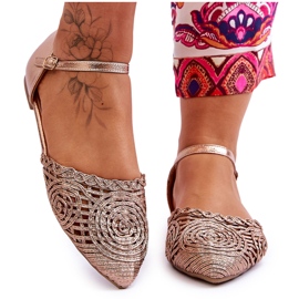 FM1 Sandales Femme Elégantes Plates Or Rose Sheia doré