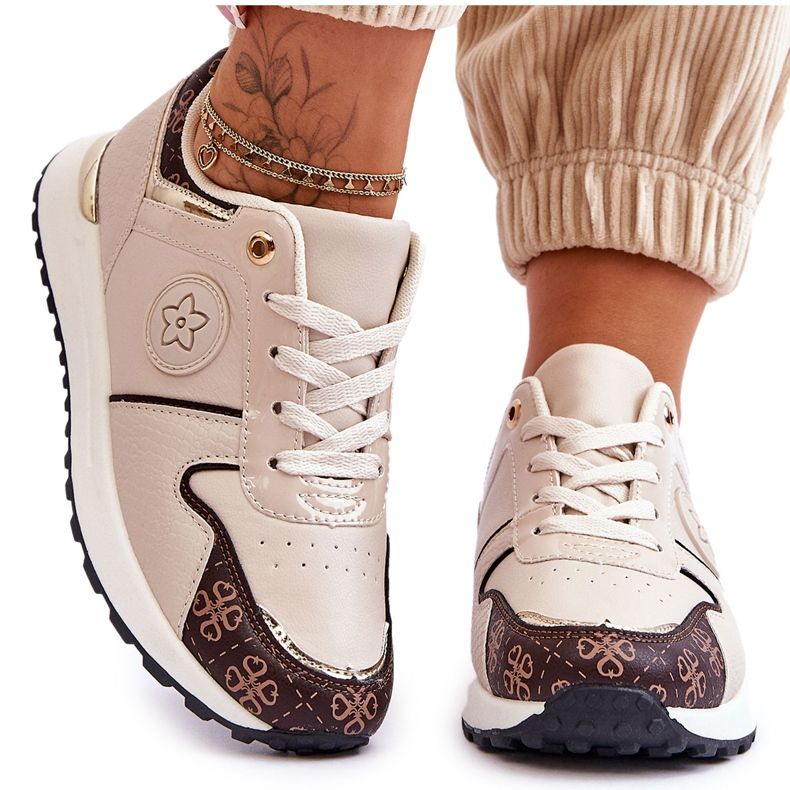 FG1 Chaussures de sport en cuir Rachel beige-marron tendance FG1 Chaussures de sport en cuir Rachel beige-marron tendance
