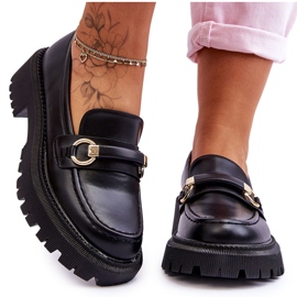 Mocassins Femme Plateforme Massive Noir Calypso