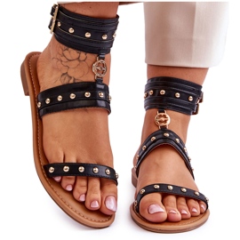 Sandales Uniques Pour Femmes Avec Clous Noir Selina