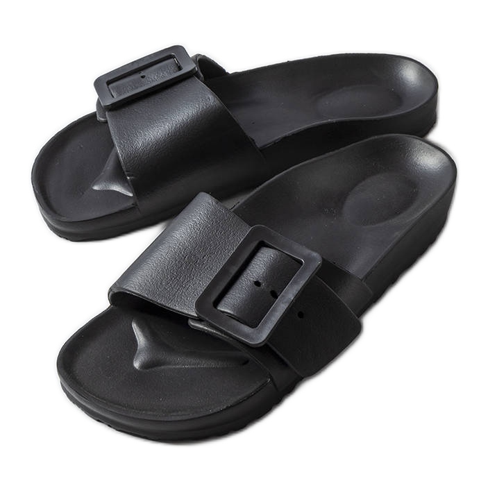 Claquettes en caoutchouc noir avec boucle Nelm le noir