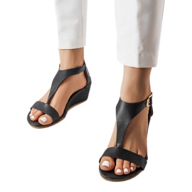 Sandales compensées noires de Durepos le noir