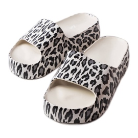 Chaussons compensés léopard blanc Galena