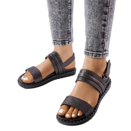Sandales brillantes noires de Felicienne le noir Sandales brillantes noires de Felicienne le noir