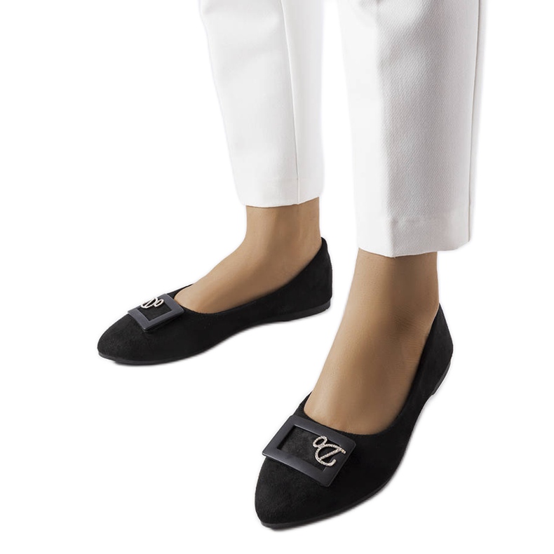 BM Ballerines noires ornées de strass de Fleming le noir