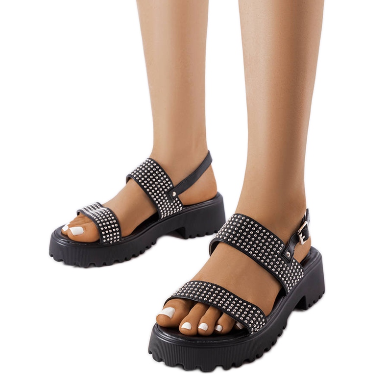 Sandales noires ornées de jais Biloxi le noir