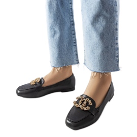 Mocassins noirs avec strass de Neuer le noir