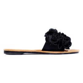 Chaussons femme noirs à fleurs Shelovet