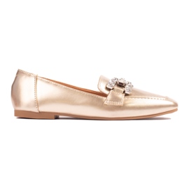 Mocassins dorés pour femme avec ornement Shelovet d'or Mocassins dorés pour femme avec ornement Shelovet d'or