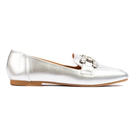 Mocassins argentés pour femme avec ornement Shelovet Mocassins argentés pour femme avec ornement Shelovet