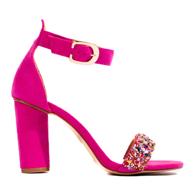 Sandales fuchsia pour femmes avec pierres Vinceza décoratives rose