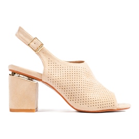 Sandales à talons hauts en daim beige Vinceza