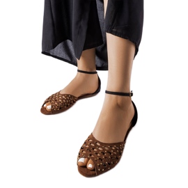 Sandales marron ajourées avec zircons Avice brun