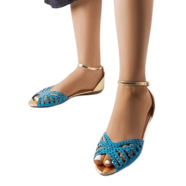 Sandales Aubrette bleues à strass